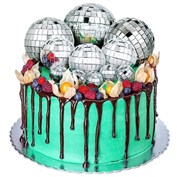 Jetec 11 Pcs Disco Ball Cake Toppers Disco Ball Birthday Party Decorations Small Disco Ball Table Ce...