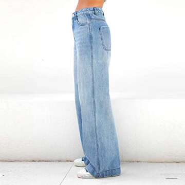 Western Jeans Women Straight Leg Boyfriend Denim Pants Low Rise Baggy Wide Leg Jeans Women's Loose Y...