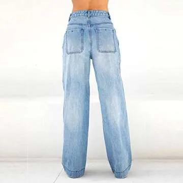 Western Jeans Women Straight Leg Boyfriend Denim Pants Low Rise Baggy Wide Leg Jeans Women's Loose Y2K E-Girl Pants