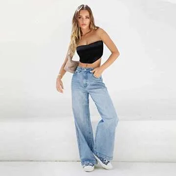 Western Jeans Women Straight Leg Boyfriend Denim Pants Low Rise Baggy Wide Leg Jeans Women's Loose Y2K E-Girl Pants