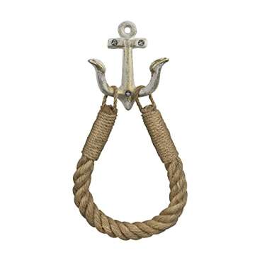 ROXLLGJC Nautical Rope Toilet Paper Holder Coastal Towel Holder with Metal Hook for Bathroom Decor (White)