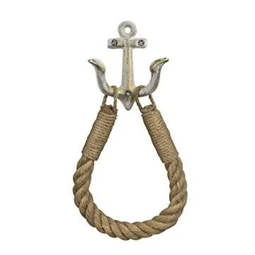 ROXLLGJC Nautical Rope Toilet Paper Holder Coastal Towel Holder with Metal Hook for Bathroom Decor (White)