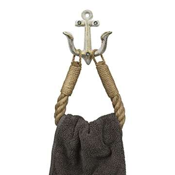 ROXLLGJC Nautical Rope Toilet Paper Holder Coastal Towel Holder with Metal Hook for Bathroom Decor (White)