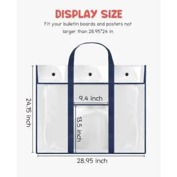 GAMENOTE 3 Pack Large Poster Storage Bag (31.5"×25.5") Bulletin Board Holder Art Portfolio Container for Teachers Classroom Organization