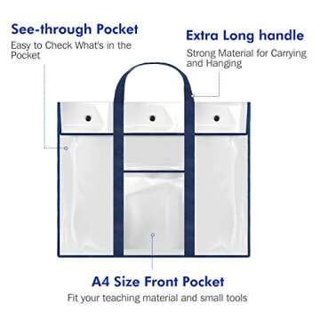 GAMENOTE 3 Pack Large Poster Storage Bag (31.5"×25.5") Bulletin Board Holder Art Portfolio Container for Teachers Classroom Organization