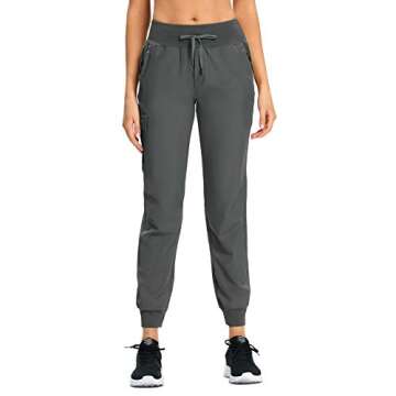 Women’s Lounge Cargo Hiking Pants Lightweight Joggers Quick Dry Water Resistant Outdoor Fishing UPF 50+ Sweatpants with Zipper Pockets