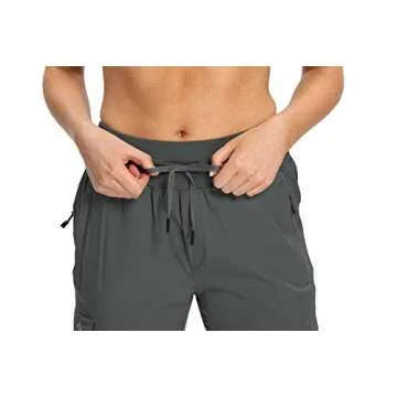 Women’s Lounge Cargo Hiking Pants Lightweight Joggers Quick Dry Water Resistant Outdoor Fishing UPF 50+ Sweatpants with Zipper Pockets