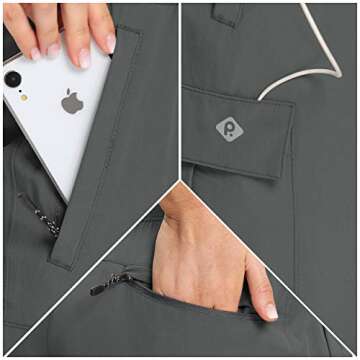 Women’s Lounge Cargo Hiking Pants Lightweight Joggers Quick Dry Water Resistant Outdoor Fishing UPF 50+ Sweatpants with Zipper Pockets