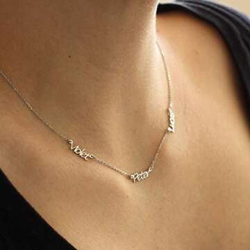 Name Necklace, Kids Name Necklace, Personalized Necklace, Custom Name Necklace, 3 Name Necklace, Gift for Mother, Couples Necklace, Birthday Gift - Sterling Silver