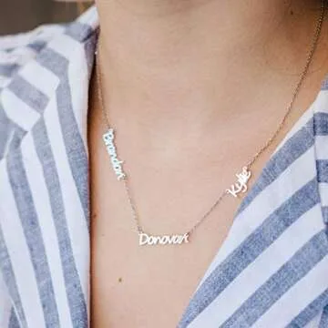 Name Necklace, Kids Name Necklace, Personalized Necklace, Custom Name Necklace, 3 Name Necklace, Gift for Mother, Couples Necklace, Birthday Gift - Sterling Silver