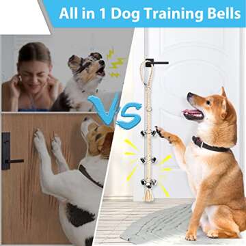 Peclot Door Bells for Dog, Potty Training Doorbells for Puppies, Adjustable Hanging Dogs Door Bell, Durable Cotton Rope Woven Doorbells for Sliding Door (Silver, Pack of 1)