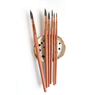 Wonder Forest Premium Synthetic Watercolor Brush Set, Set of 6 Pointed Round Artist Paint Brushes, Sizes 2, 4, 6, 8, 10 and 12