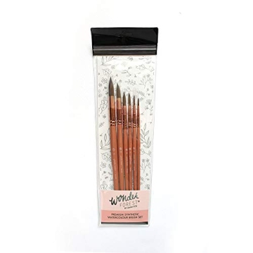 Wonder Forest Premium Synthetic Watercolor Brush Set, Set of 6 Pointed Round Artist Paint Brushes, Sizes 2, 4, 6, 8, 10 and 12