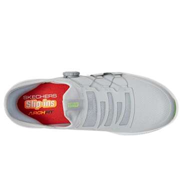 Skechers Men's Go Elite 5 Arch Fit Waterproof Slip in Golf Shoe Sneaker, Gray/Lime Spikeless, 9