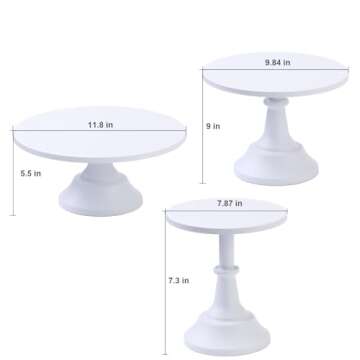 VILAVITA 3-Set Modern Cake Stands Round Cake Stand Cupcake Stands for Baby Shower, Wedding Birthday Party Celebration, Matte White