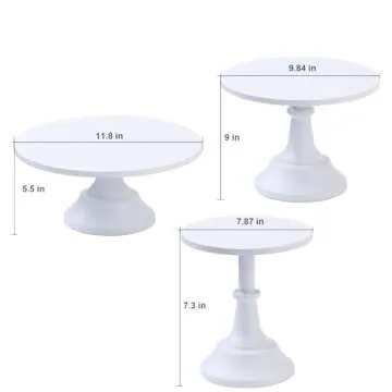 VILAVITA 3-Set Modern Cake Stands Round Cake Stand Cupcake Stands for Baby Shower, Wedding Birthday Party Celebration, Matte White
