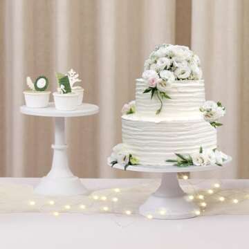 VILAVITA 3-Set Modern Cake Stands Round Cake Stand Cupcake Stands for Baby Shower, Wedding Birthday Party Celebration, Matte White