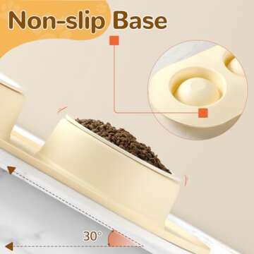 1.5Cup Pet Bowl with Mat Set, 2 Ceramic Dog Bowls for Small Size Dog, Non-slip Waterproof Silicone Dog Feeding Mat, Puppy Dog Food Bowl, Dog Supplies, Pet Accessories, BPA Free——Beige