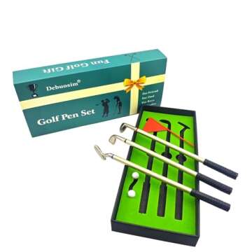 Golf Pen Set, Mini Desktop Golf Ball Pen Gift Set with Putting Green, Valentines Day Gifts for Him, ...