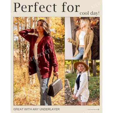 MEROKEETY Women's 2024 Fall Long Sleeve Cable Knit Sweater Open Front Cardigan Button Loose Outerwear Khaki