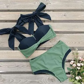 SPORLIKE Women Bikini Swimsuit with Adjustable Straps