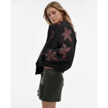 Gacaky Women's Floral Quilted Jacket for Winter Style