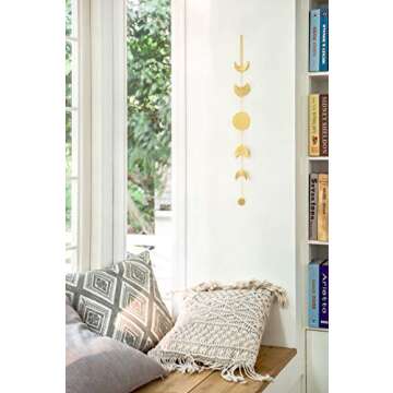 Mkono Moon Phase Wall Hanging Metal Boho Home Decor Vertical Chic Moon Garland for Dorm Nursery Bedr...