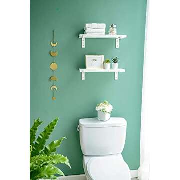 Mkono Moon Phase Wall Hanging Metal Boho Home Decor Vertical Chic Moon Garland for Dorm Nursery Bedroom Living Room Apartment Office, Decorative Wall Art for Girls Mom, Gold