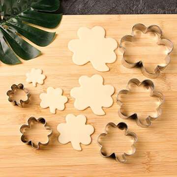 BakingWorld Clover Cookie Cutter Set - St. Patrick's Day Irish Shamrock Cookie Cutters Mold,1.6"/2.2"/2.7"/3.4"/4.0" Assorted Sizes