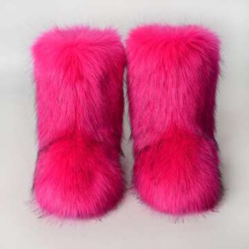 DAYISS Faux Fur Boots for Women - Stylish Winter Boot Shoes Indoor Outdoor