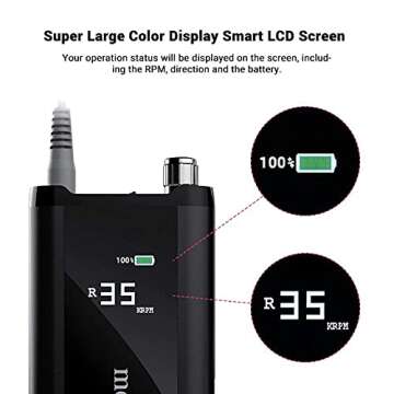 MelodySusie Sparkle Pro Nail Drill 35000 RPM, Professional Cordless Nail Drill Machine Portable Rechargeable Brushless Efile, Low Noise Low Vibration Low Heat for Acrylic Nails Poly Gel, Nail Supplies