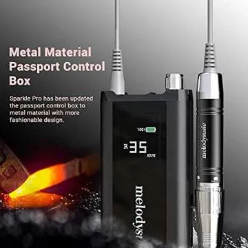 MelodySusie Sparkle Pro Nail Drill 35000 RPM, Professional Cordless Nail Drill Machine Portable Rechargeable Brushless Efile, Low Noise Low Vibration Low Heat for Acrylic Nails Poly Gel, Nail Supplies