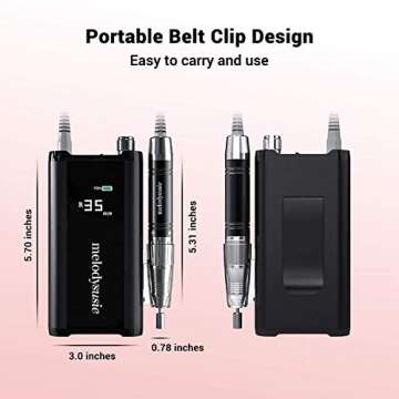 MelodySusie Sparkle Pro Nail Drill 35000 RPM, Professional Cordless Nail Drill Machine Portable Rechargeable Brushless Efile, Low Noise Low Vibration Low Heat for Acrylic Nails Poly Gel, Nail Supplies