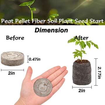 ZeeDix 50pcs 50mm Peat Pellets, Compressed Seed Starter Soil Peat Plugs Peat Pods Seed Starter Potti...