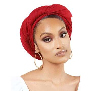 Nonbongoy Head Wraps for Black Women Stretch Turban African Headwraps Scarf Soft Hijab Hair Wraps Jersey Head Scarf for Locs Braids