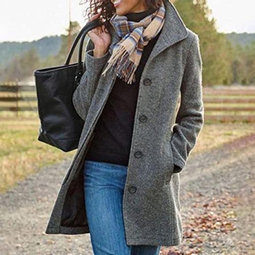 Leodye Women's Stylish Wool Blend Pea Coat for Winter