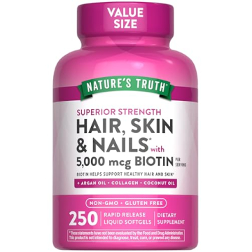 Nature's Truth Hair, Skin & Nails Vitamins | 5000mcg | 250 Softgels | Includes Collagen, Biotin and ...