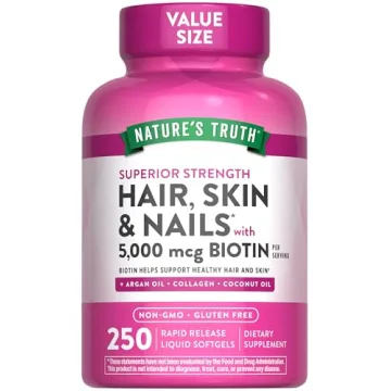Nature's Truth Hair, Skin & Nails Vitamins | 5000mcg | 250 Softgels | Includes Collagen, Biotin and ...