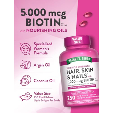 Nature's Truth Biotin Hair Skin Nails Vitamins 250 Softgels