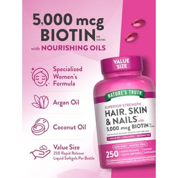 Nature's Truth Biotin Hair Skin Nails Vitamins 250 Softgels