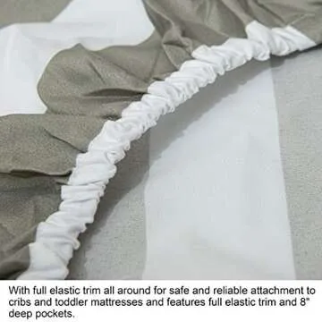 NTBAY 100% Brushed Microfiber Striped Fitted Crib Sheet, Super Soft and Cozy 28x52 Grey and White Crib Sheet for Standard Crib and Toddler Mattresses, Boys, Girls, Unisex, 28x52 Inches