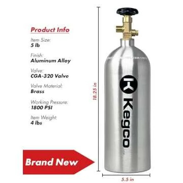 5 lb Aluminum CO2 Tank for Draft Beer at Home