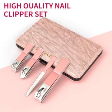 ZIZZON Travel Mini Manicure Set Nail Clipper Set 10 in 1 Stainless Steel Pedicure Care Grooming kit ...