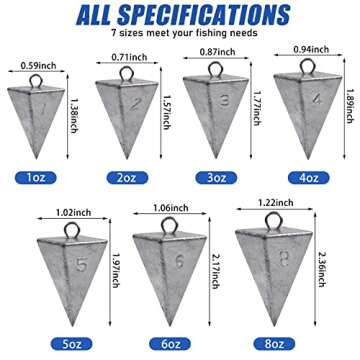 Fishing Pyramid Sinker Weights Pyramid Fishing Sinker Bulk Fishing Weights Tangle Free Fishing Sinker 1oz 2oz 3oz 4oz 5oz 6oz 8oz