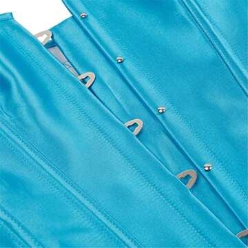 Women's Bustier Corset Top Sexy Lingerie Sets Black Satin Dress Up Costumes X-Large Sea Blue