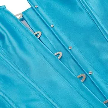 Women's Bustier Corset Top Sexy Lingerie Sets Black Satin Dress Up Costumes X-Large Sea Blue