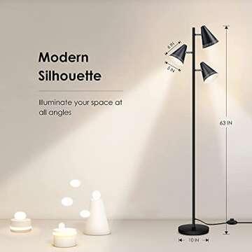Stylish Industrial Floor Lamp with 3-Color Temperature
