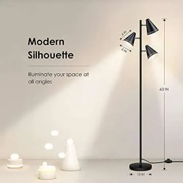 Stylish Industrial Floor Lamp with 3-Color Temperature