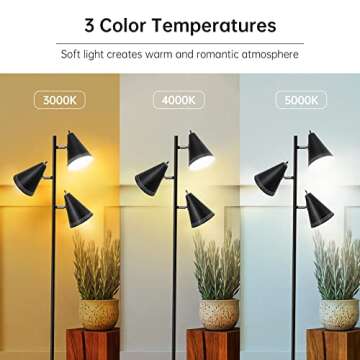 Stylish Industrial Floor Lamp with 3-Color Temperature