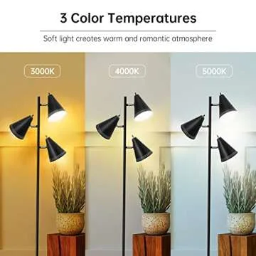 Stylish Industrial Floor Lamp with 3-Color Temperature